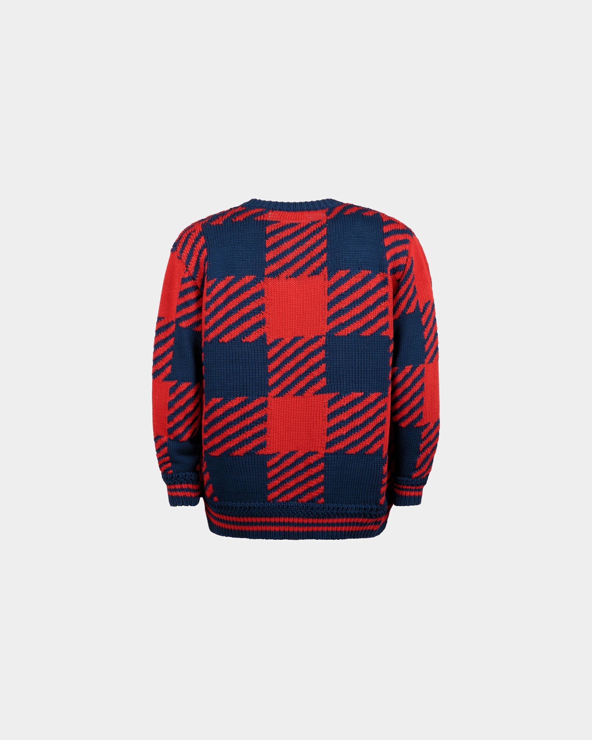 V-Neck Sweater in Red and Blue Cotton - Image 3