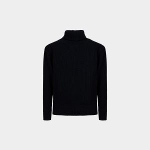 Turtleneck Sweater In Dark Blue Wool