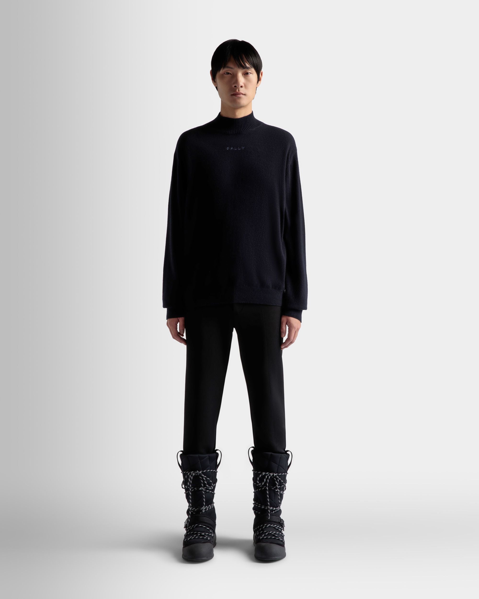 Turtleneck Sweater In Dark Blue Cashmere - Image 2