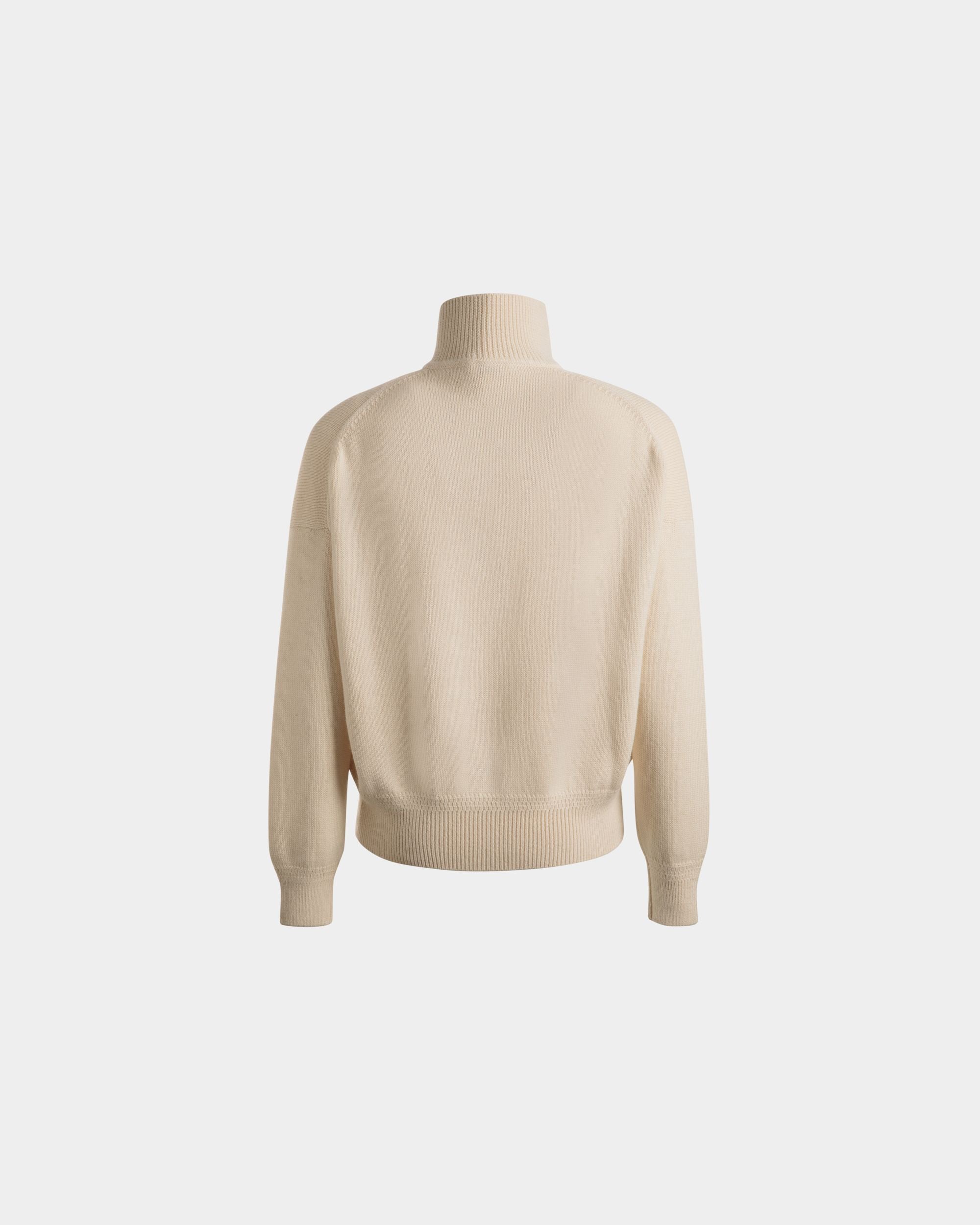 Turtleneck With Bally Crest Logo In Ivory Wool And Silk - Image 3