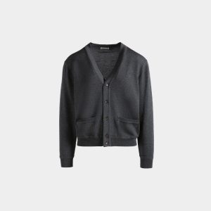 Cardigan With Bally Crest Logo In Dark Grey Wool