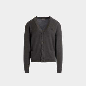 Cardigan With Bally Crest Logo in Dark Grey Cashmere