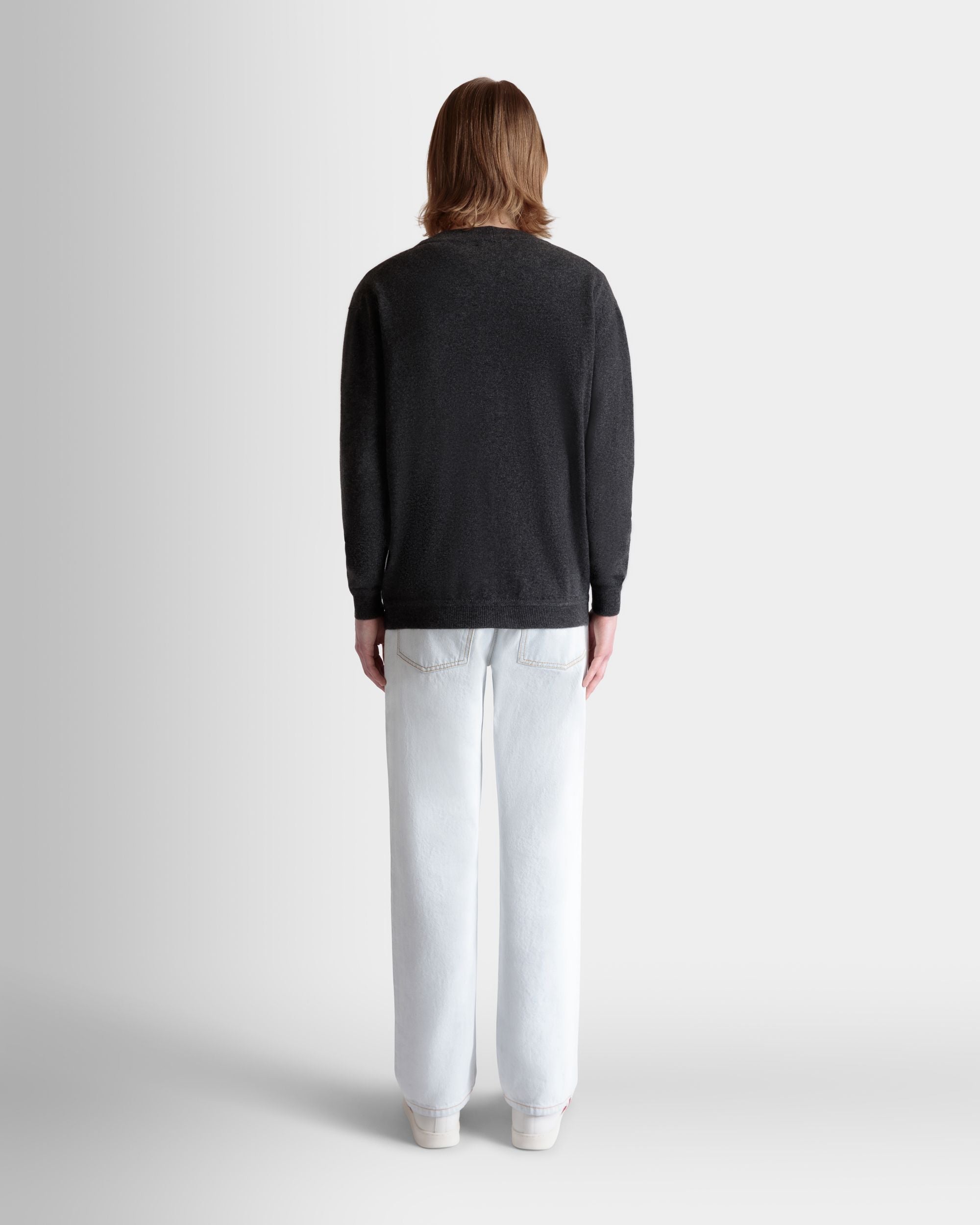 Cardigan With Bally Crest Logo in Dark Grey Cashmere - Image 6