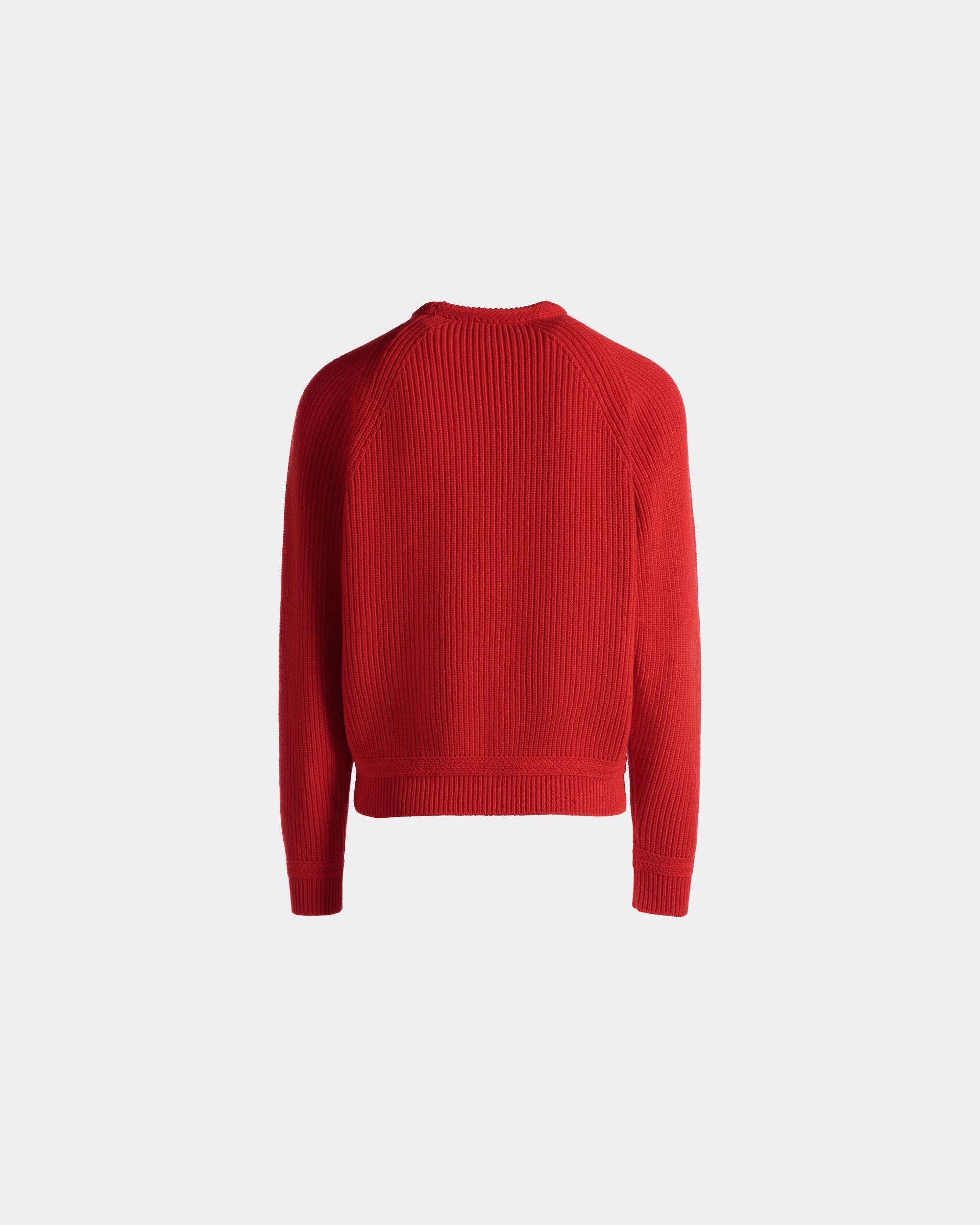 Crewneck Sweater With Bally Crest Logo In Candy Red Wool - Image 9