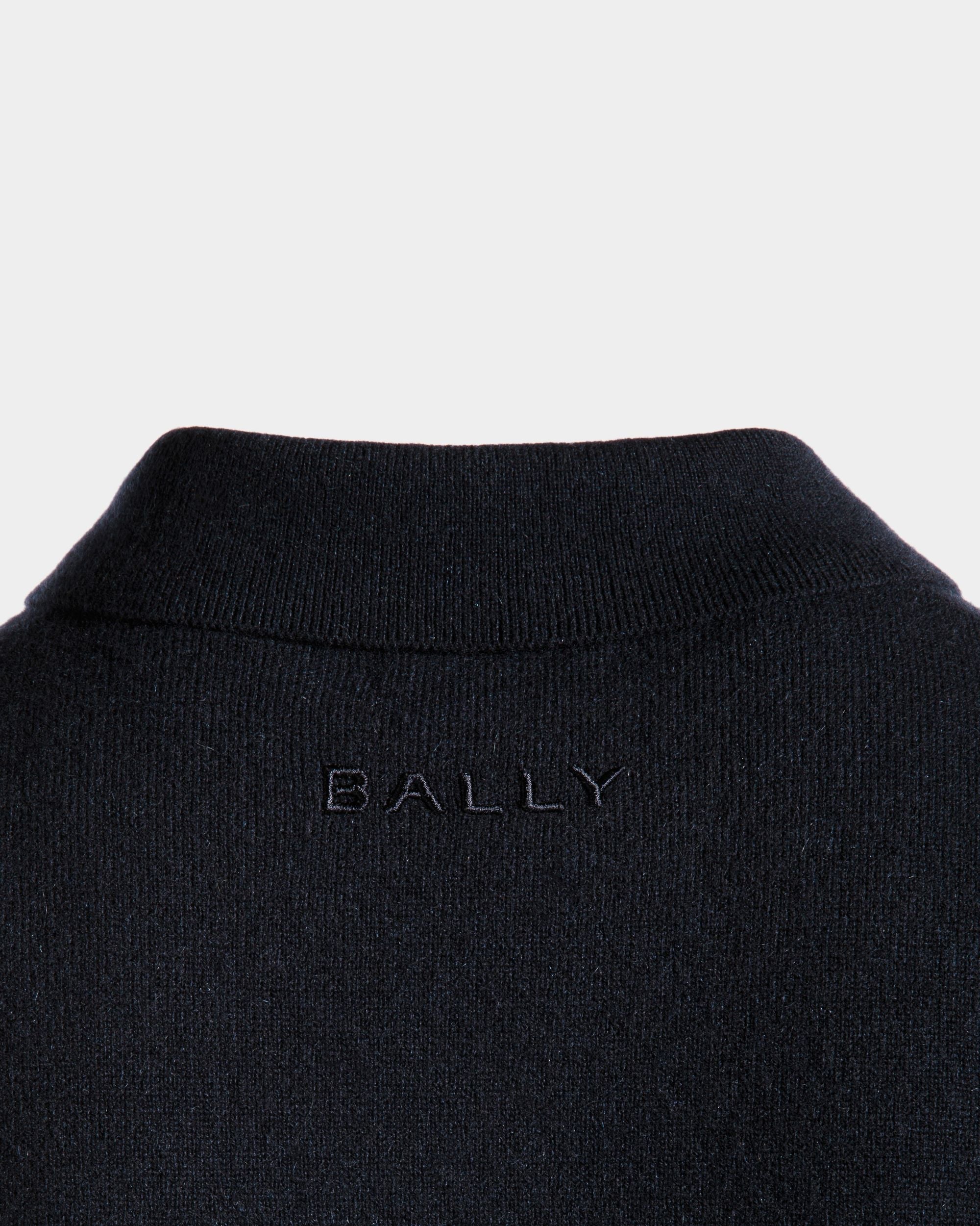 Long Sleeve Shirt With Logo In Navy Blue Cashmere - Image 4