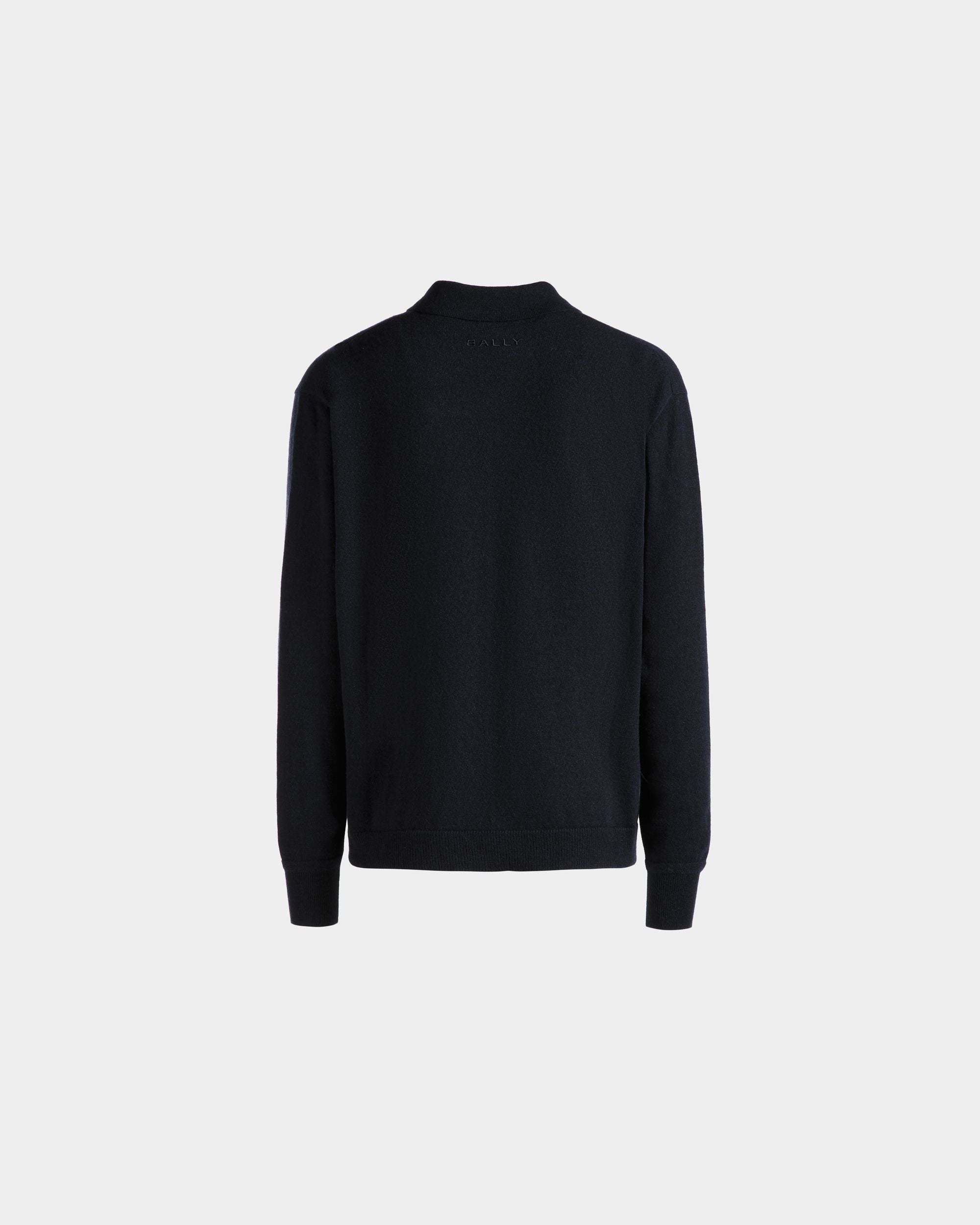 Long Sleeve Shirt With Logo In Navy Blue Cashmere - Image 8