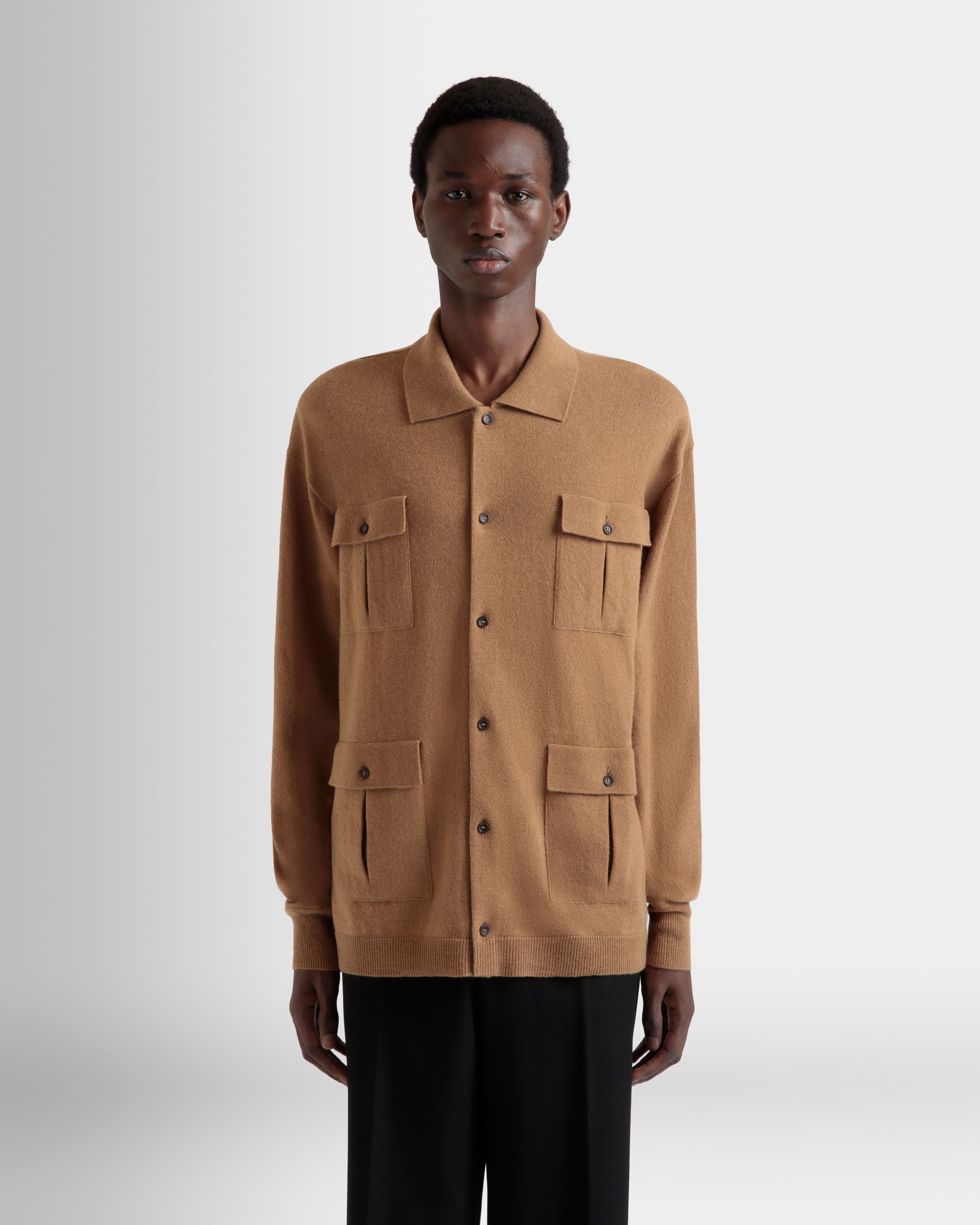 Long Sleeve Shirt With Logo in Brown Cashmere - Image 8