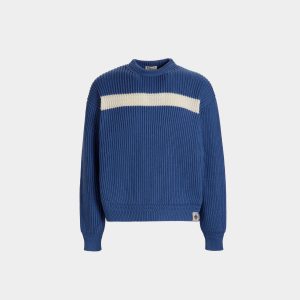 Crewneck Sweater in Medium Blue Cotton