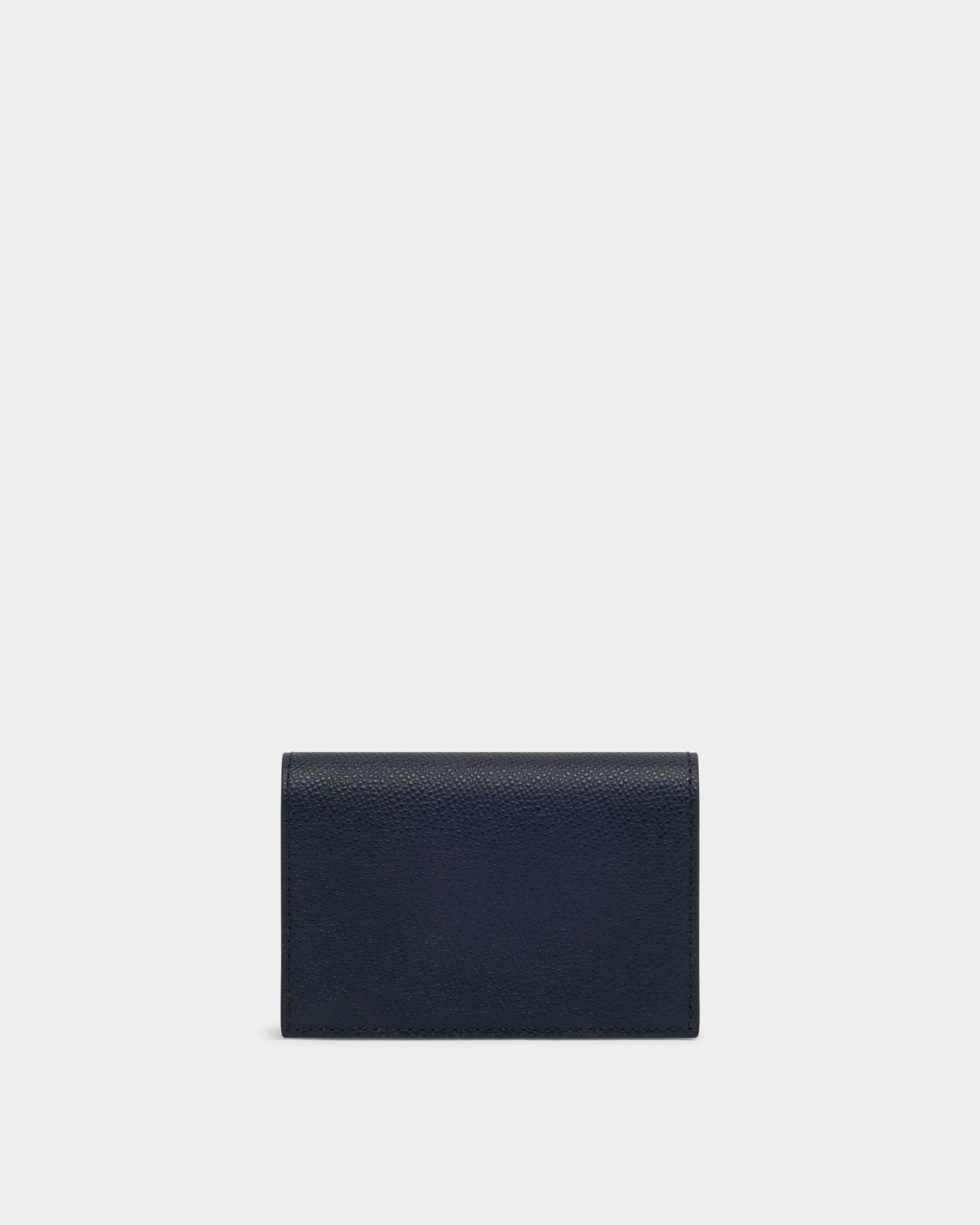 Business Card Holder in Navy Blue Embossed Leather - Image 2