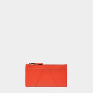 Adley Leather Business Card Holder In Orange