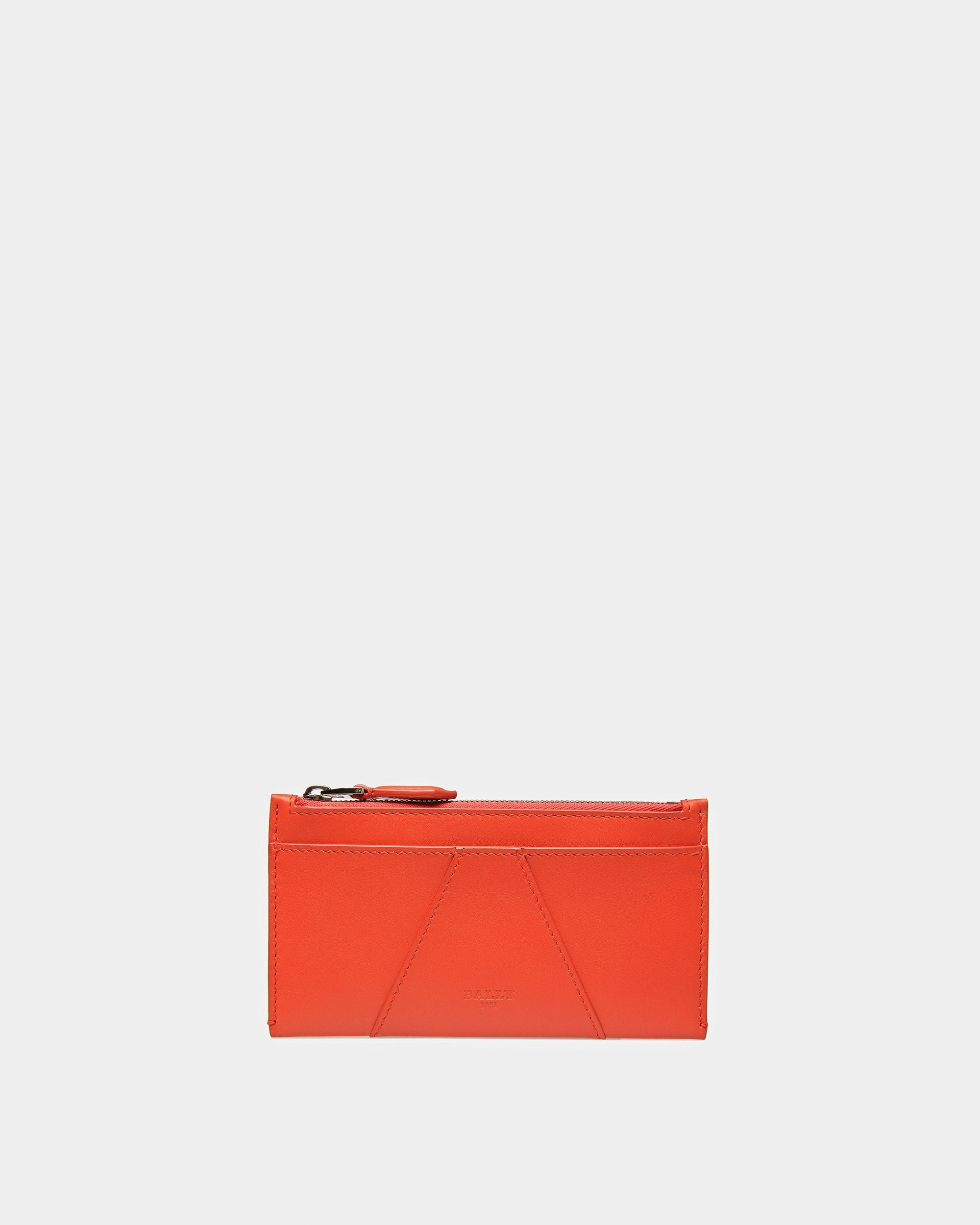 Adley Leather Business Card Holder In Orange