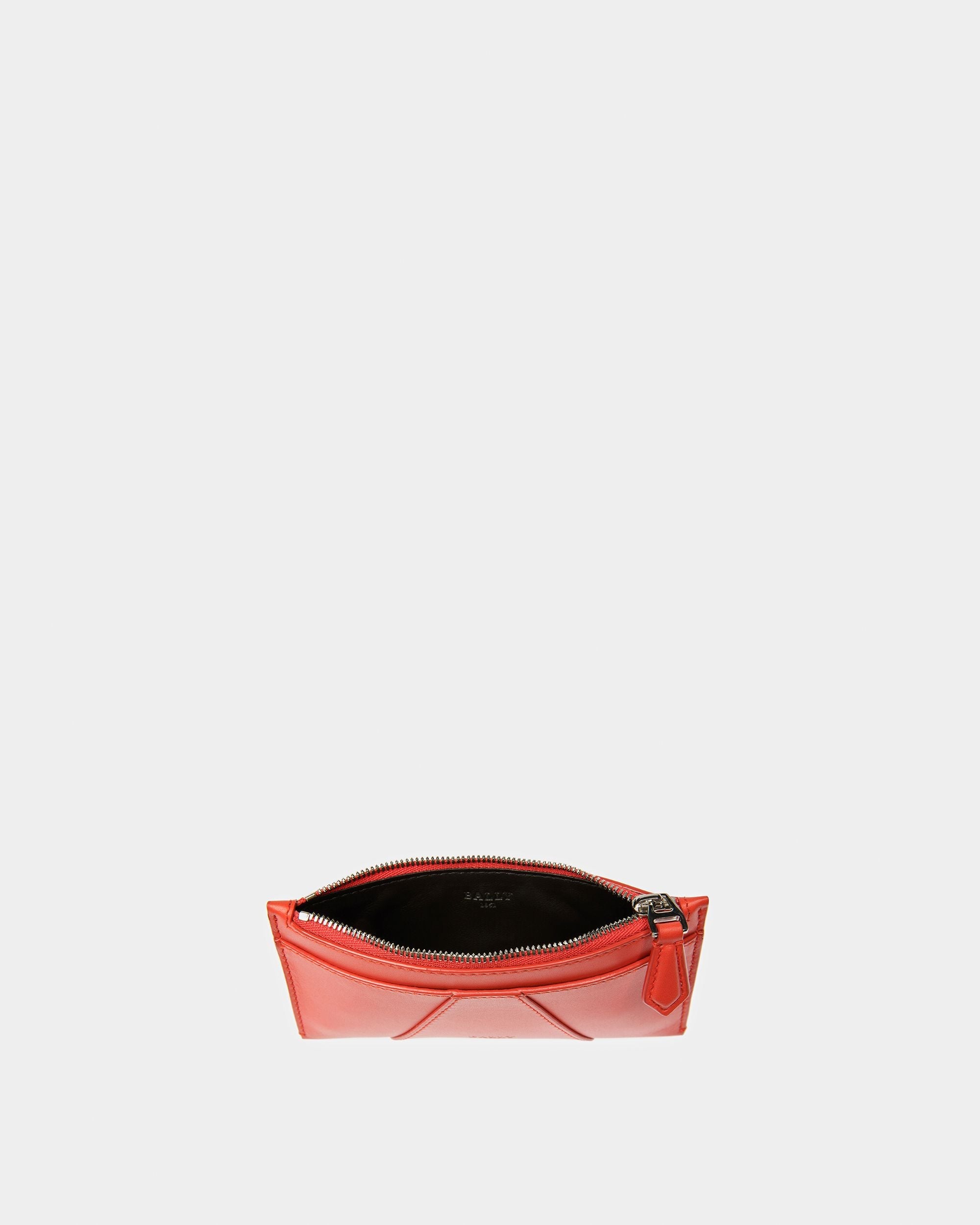 Adley Leather Business Card Holder In Orange - Image 3