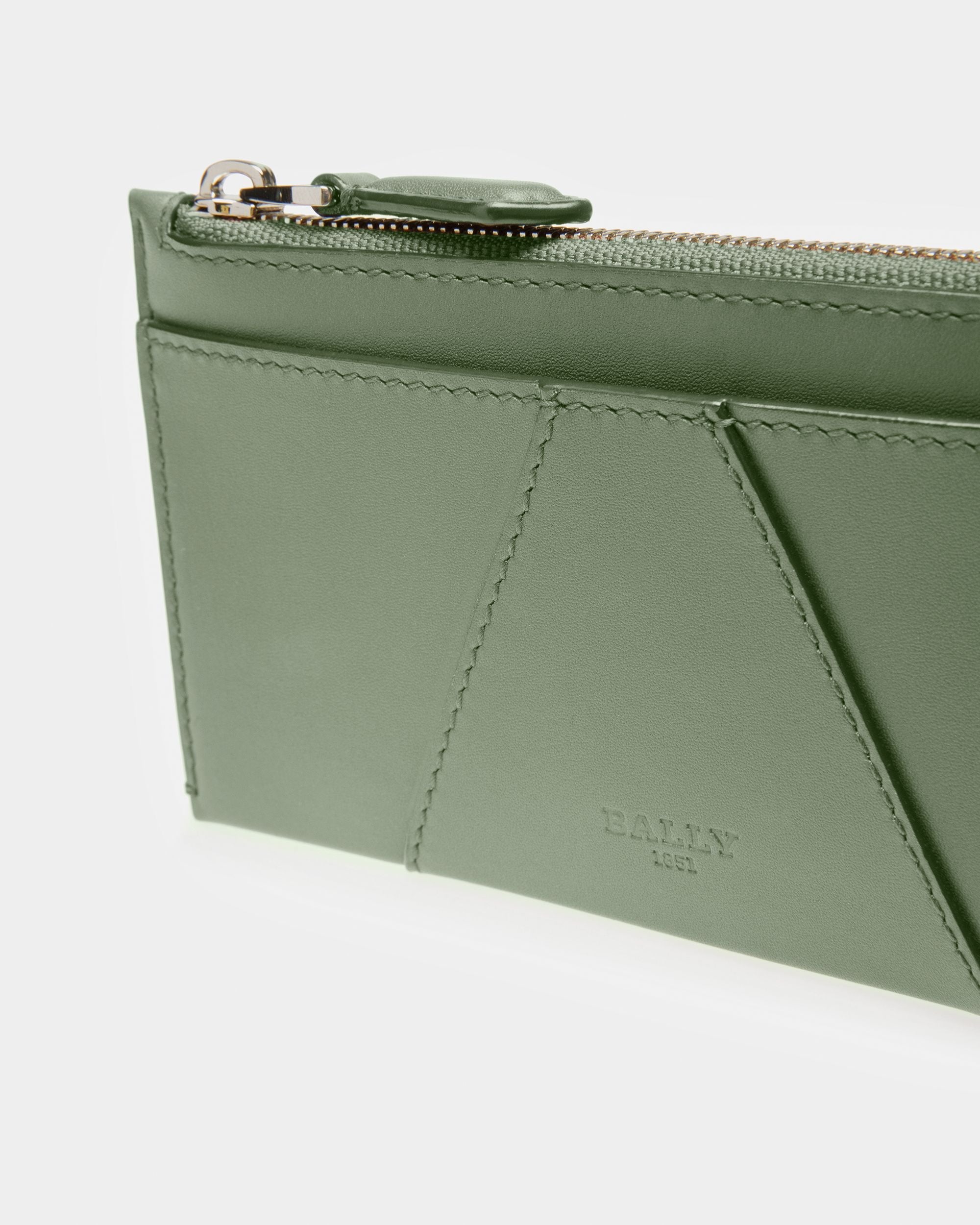 Adley Leather Business Card Holder In Sage - Image 3