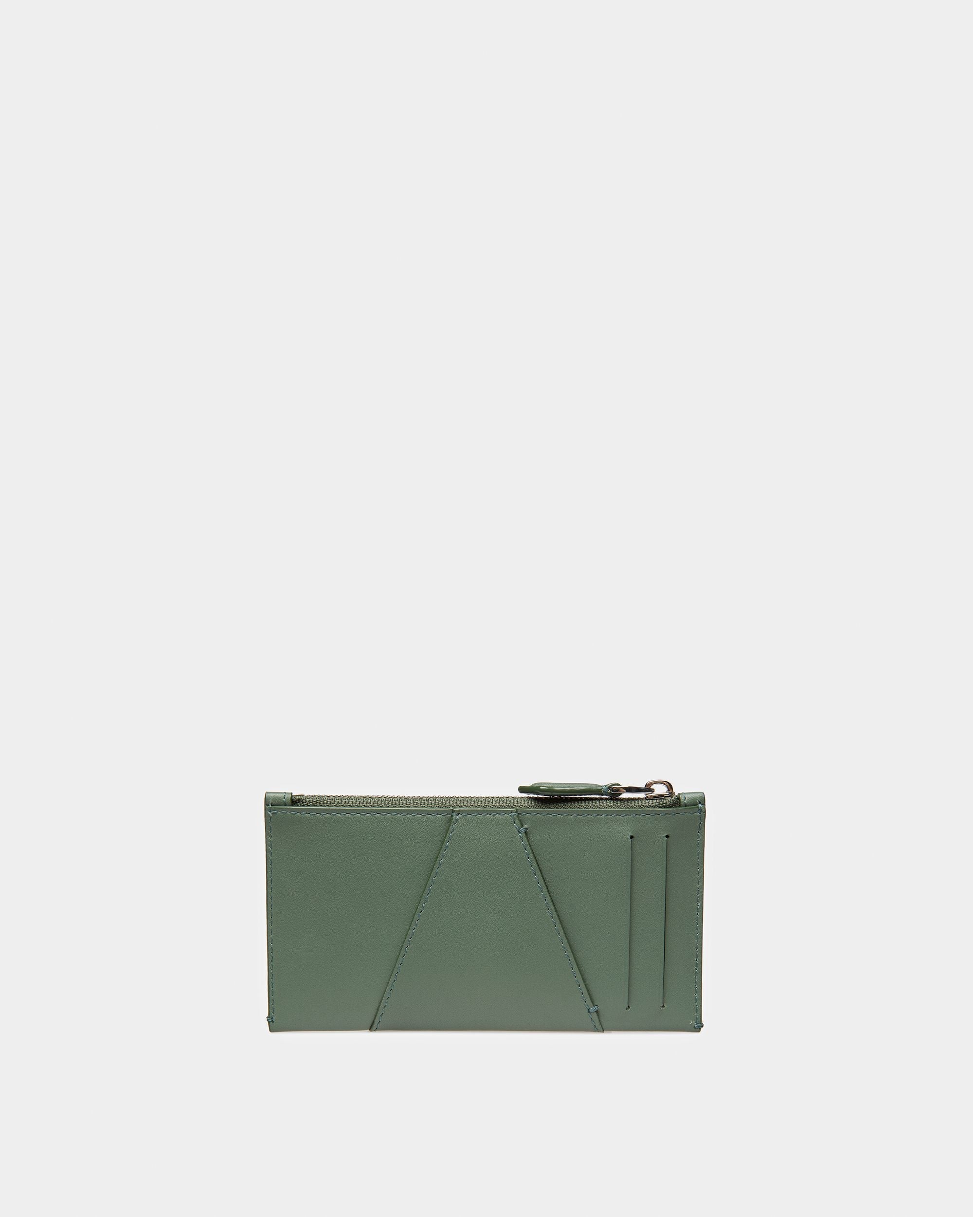 Adley Leather Business Card Holder In Sage - Image 4