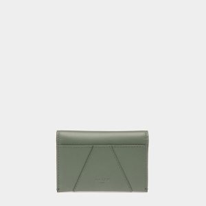 Annye Leather Business Card Holder In Sage
