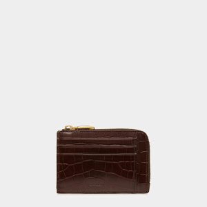 Zipped Coin Holder In Crocodile Embossed