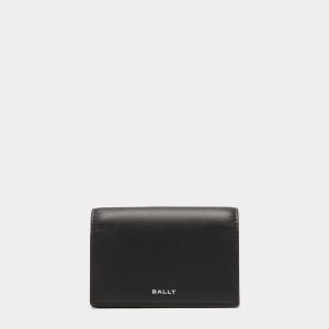 Deco Business Card Holder in Black Leather