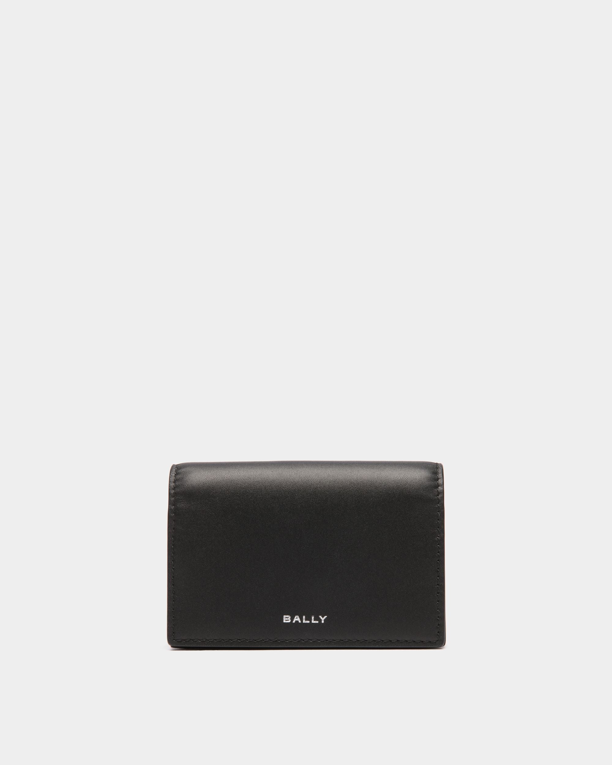 Deco Business Card Holder in Black Leather