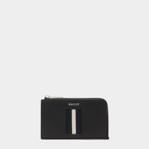 Business Card Holder in Black Leather With a Bally Ribbon