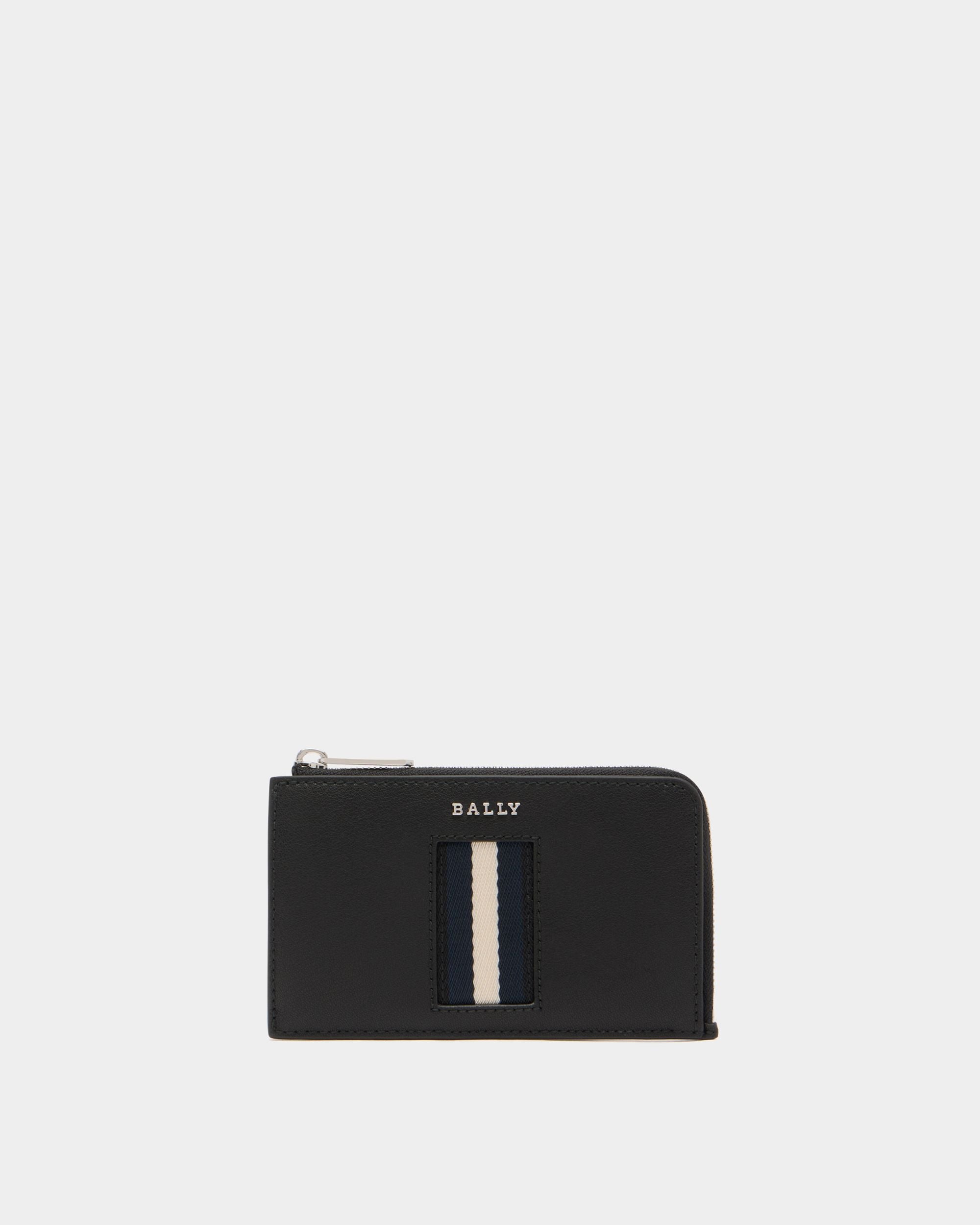 Business Card Holder in Black Leather With a Bally Ribbon
