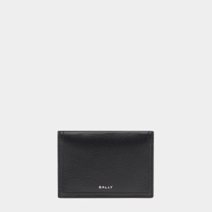Capitol Card Holder in Black Grained Leather