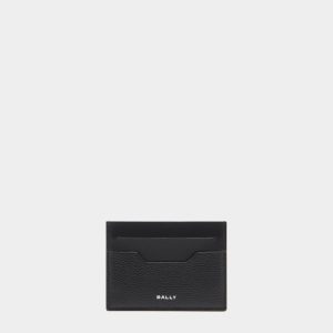 Capitol Card Holder in Black Grained Leather