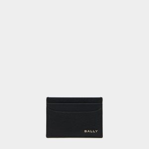 Bally Essential Card Holder in Black Grained Leather