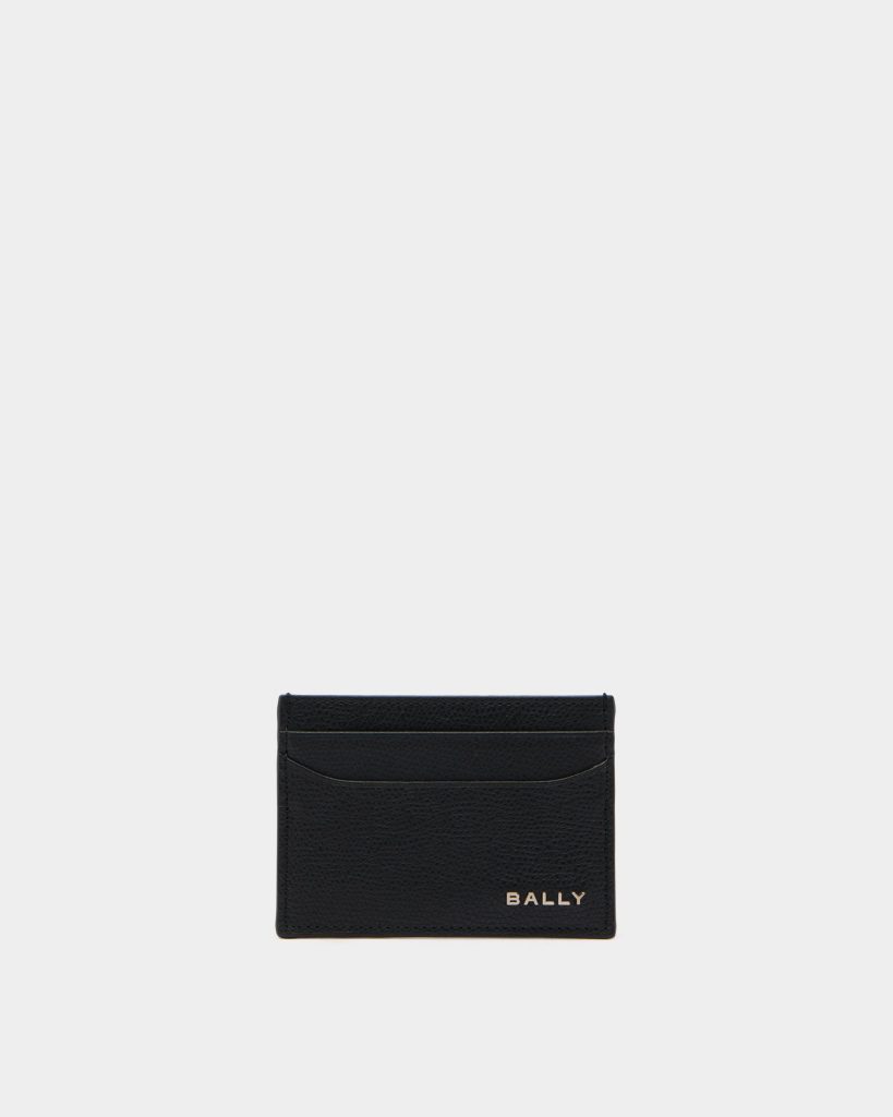 Bally Essential Card Holder in Black Grained Leather