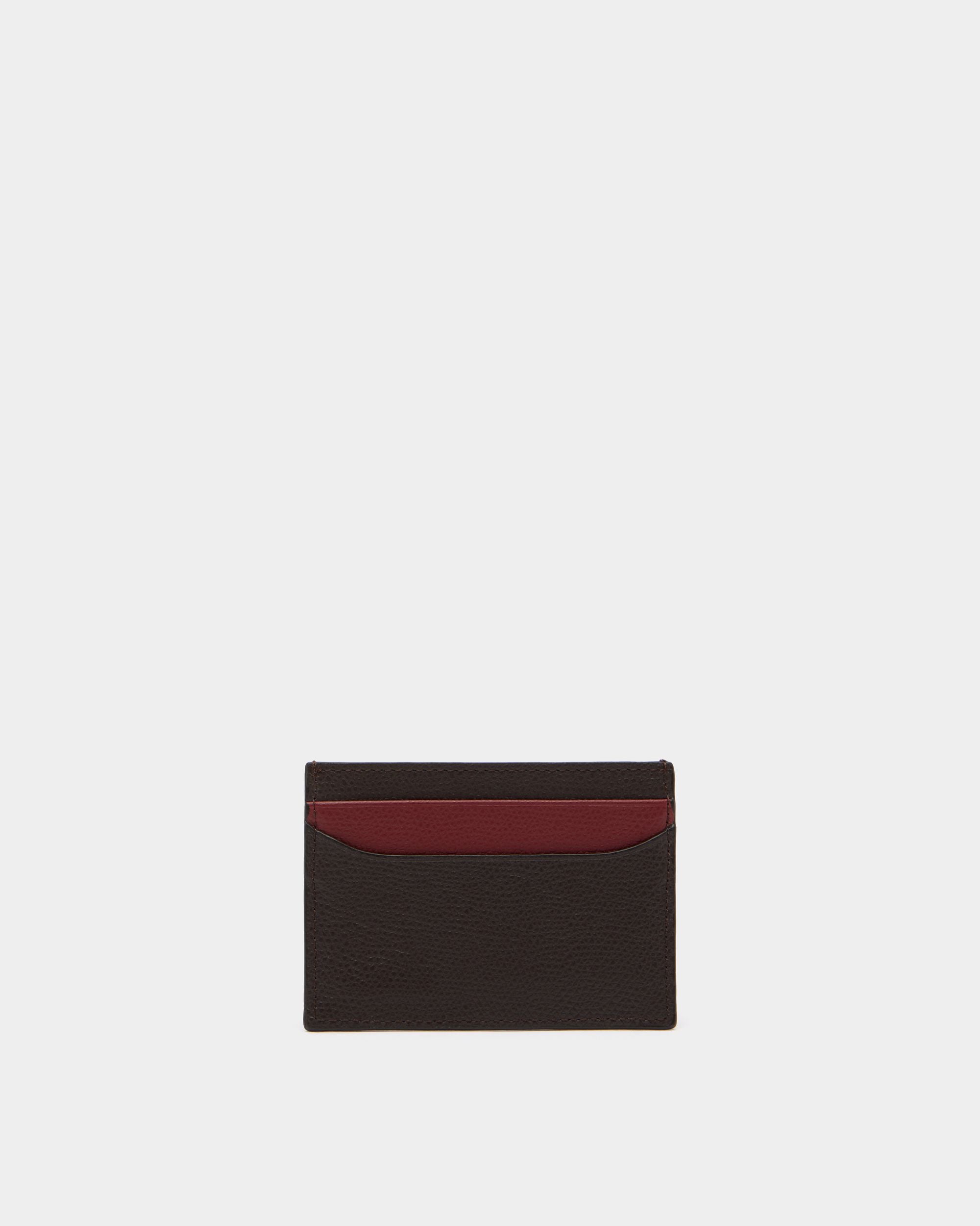 Bally Essential Card Holder in Ebano And Red Grained Leather - Image 2