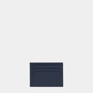 York Business Card Holder in Navy Blue Embossed Leather
