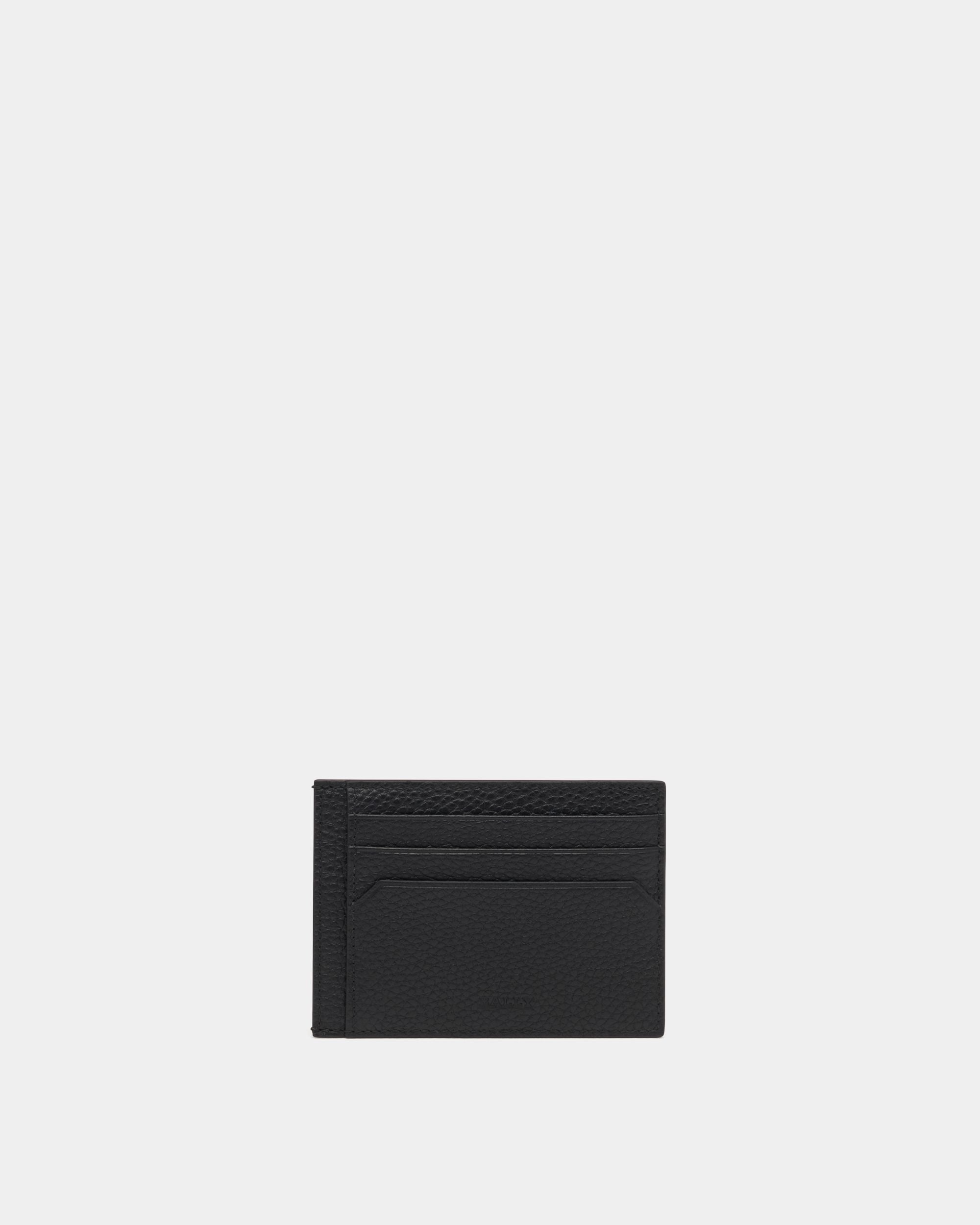 York Business Card Holder in Black Embossed Leather