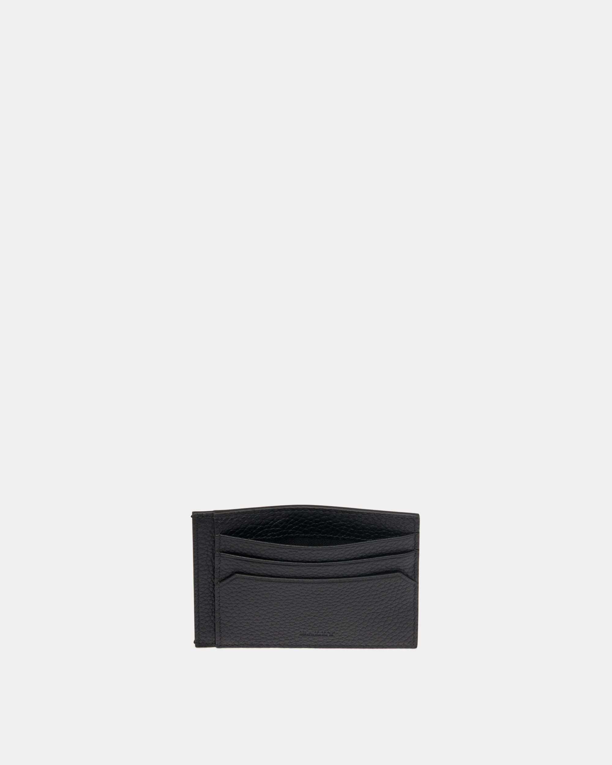 York Business Card Holder in Black Embossed Leather - Image 3