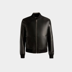 Bomber Jacket In Black Leather