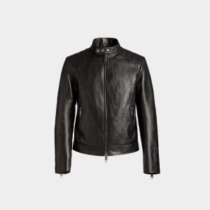 Adrien Brody Travel Collection Biker Jacket In Black Leather