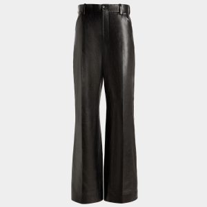 High Waist Pants In Black Leather