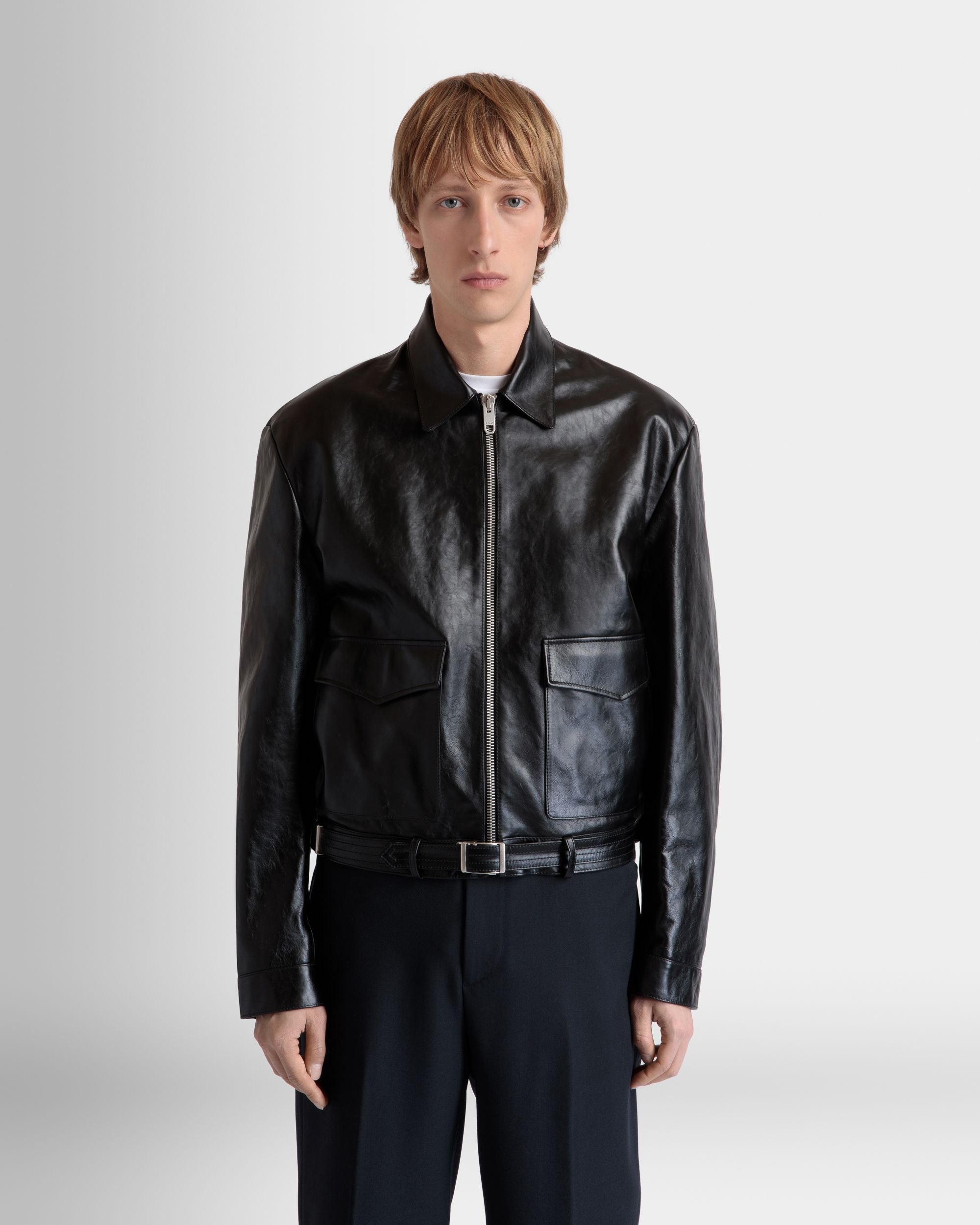 Shirt Jacket In Black Leather - Image 3