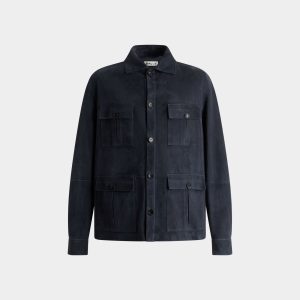 Saharan Jacket in Navy Blue Suede