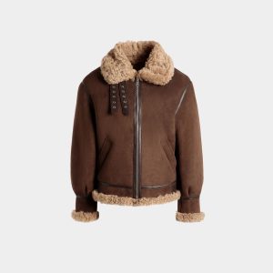 Aviator Jacket In Brown And Beige Shearling