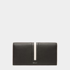 Ribbon Continental Wallet In Black Leather
