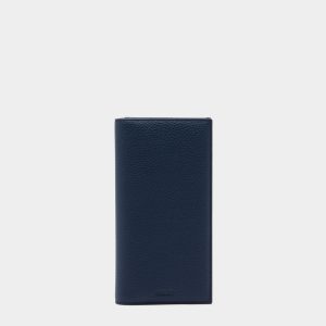 York Continental Wallet in Navy Blue Embossed Leather