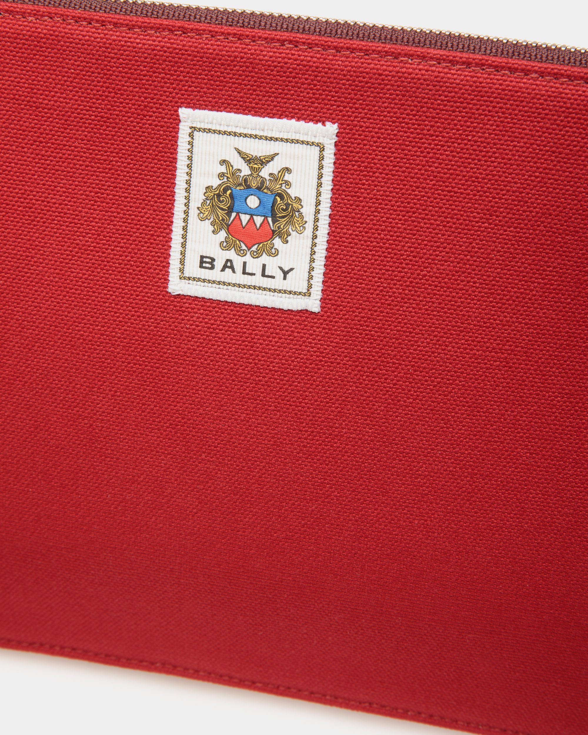 Easy Bally Pochette In Candy Red Cotton Canvas - Image 4
