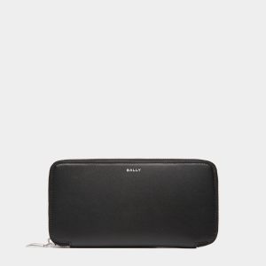 Busy Bally Zip Around Wallet in Black Leather