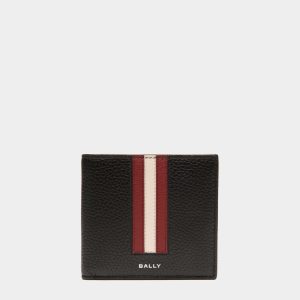 Ribbon Bifold Wallet In Black Grained Leather