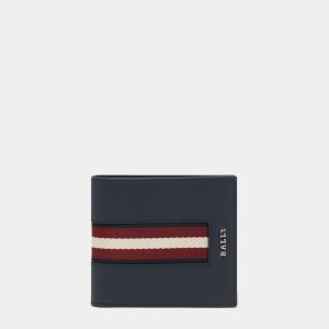 Wallet in Navy Blue Leather With a Bally Ribbon