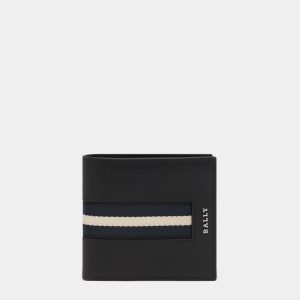Coin Wallet in Black Leather With a Bally Ribbon