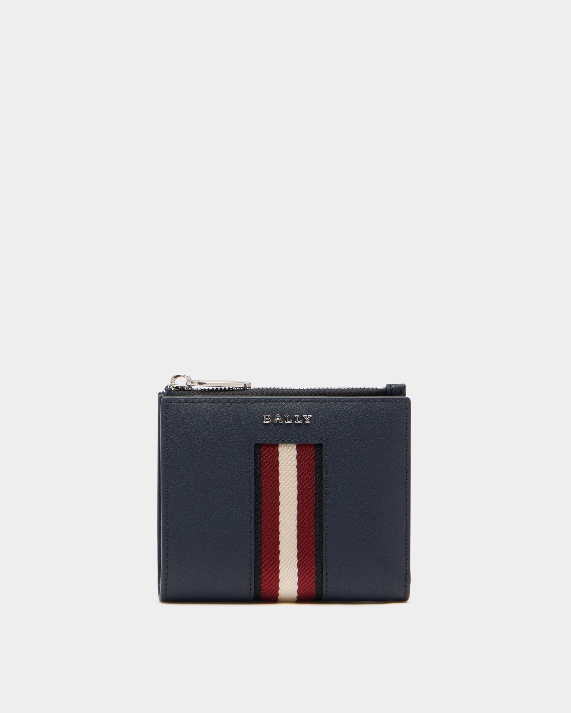 Wallet in Navy Blue Leather With a Bally Ribbon