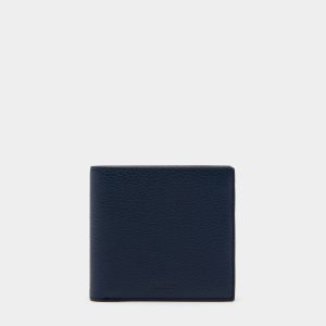 York Bifold Wallet in Navy Blue Grained Leather