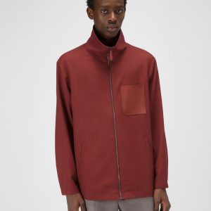 Wool Bomber Jacket In Heritage Red