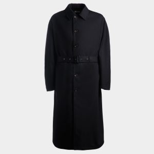 Trench Coat in Navy Blue Mix Cotton