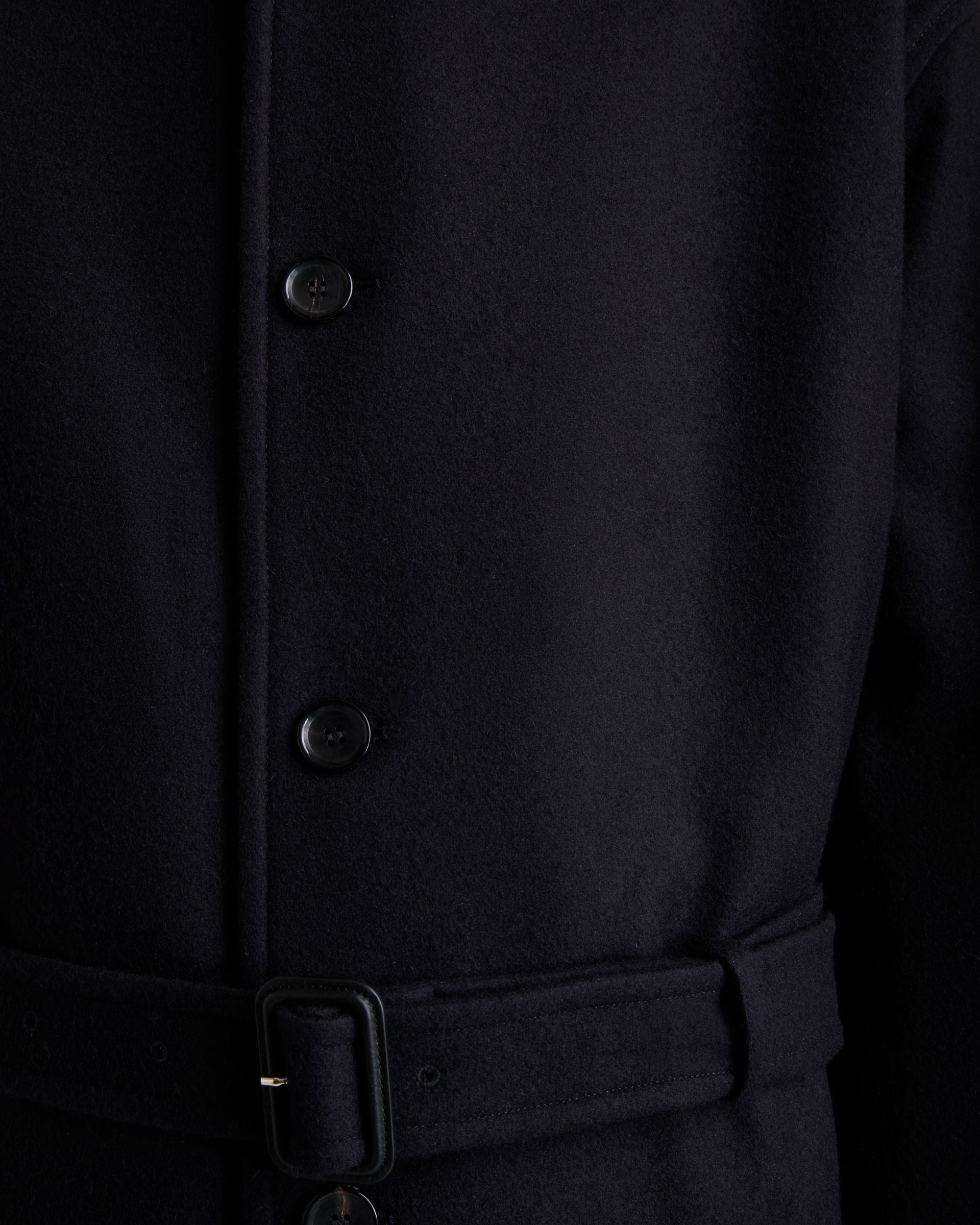 Single-breasted Coat In Navy Blue Wool Blend - Image 4